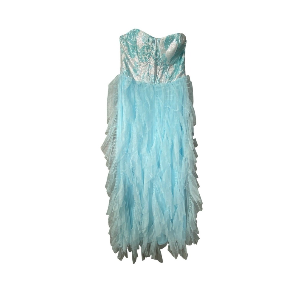 Lulus Malley Light Blue Ruffled‎ Tulle Maxi Dress Women's Size Medium - Picture 2 of 8